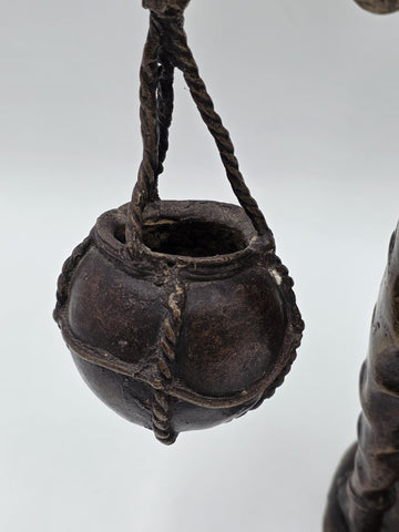 Original Antique C 1940 Burkina Faso Large Heavy Bronze Water Carrier W Africa