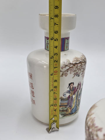 Rare Vintage Matching Set Of 3 Vintage V.V. Karraresi Italian Porcelain Vases