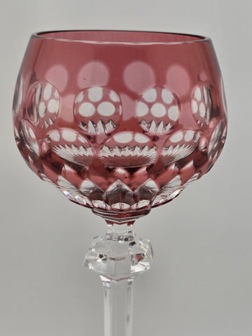 Rare Set Of 3 Vintage Barthmann Leaded Crystal Wine Cut-to-Clear Glasses.