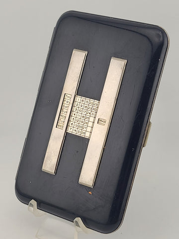Rare 1930's Antique Up To-Date Enamel Cigarette Case Perpetual Date Calendar