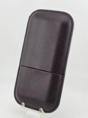 100% Authentic Louis Vuitton Brown Leather Men's Cigar Travel Storage Case.