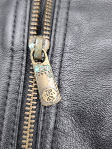 Vintage Original Harley Davidson 120th Anniversary Bomber Leather Jacket. 2XL.