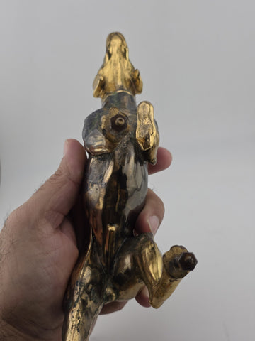 Rare Antique Victorian 19th C Brass Pointer Dog Clock Topper For Mantel Clocks.