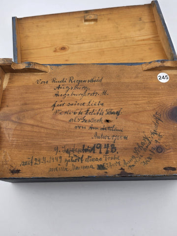 Rare Antique Hand Inscribed 1943 German Folk Art Chest WWII Augsburg Kepsake Box