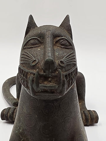 Vtg African Benin Bronze Leopard 15” Edo Kingdom Style Lost Wax Tribal Sculpture