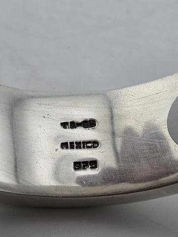Vintage Mexican 1968 Modernist Sterling Silver Wide Hinged Cuff Bracelet 82.7g