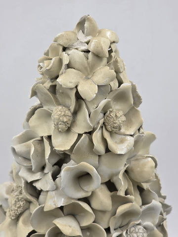 Vintage Large Italian Porcelain Floral Topiary Urn Capodimonte Style 17.5". Read