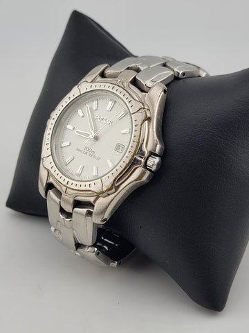 PULSAR Men's Silver Tone Stainless Steel White Dial Quartz WATCH V372-0240 Works