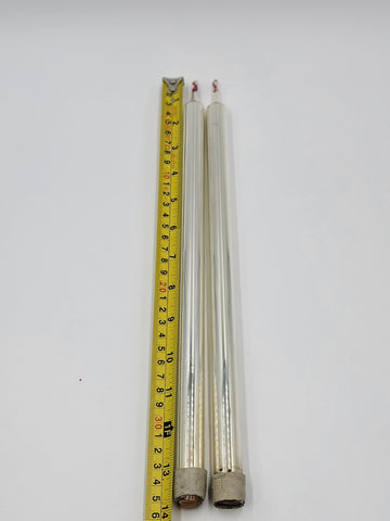 2 Mercury Glass Candlesticks Silver with Flame Tops Vintage. Good Condition.