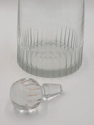 Rare Vintage Flamant France XL Crystal Decanter Ribbed Cut Glass w Stopper 15”