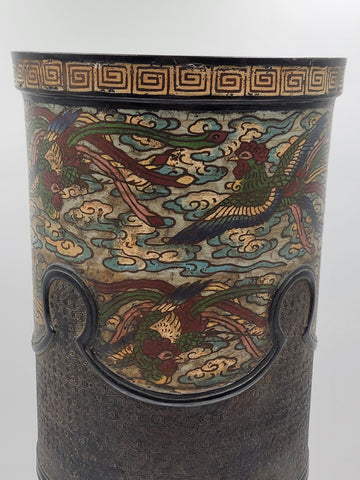 Antique Japan Meiji Era C 1880's Enameled Bronze /Cloisonné Umbrella/Stick Stand