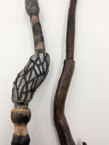 Set Of 2 Rare One Of A Kind Handmade Wooden Magic Wand Fantasy Staff Cosplay.