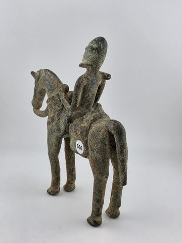 RARE ANTIQUE C 1920 EQUESTRIAN FIGURE BRONZE KOTOKO PEOPLE CHAD CENTRAL AFRICA