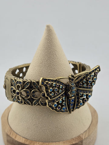 Vintage Heidi Daus Butterfly Garden Crystal Set, Cuff Bracelet, Ring & Earrings