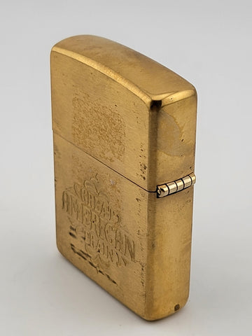 UNFIRED 1995 SOLID BRASS ZIPPO WIND PROOF LIGHTER GREAT AMERICAN TRAIN W BOX