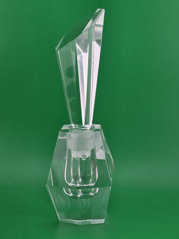 GORGEOUS ELEGANT LARGE ART DECO FACETED CRYSTAL PERFUME PERFUME/SCENT BOTTLE.