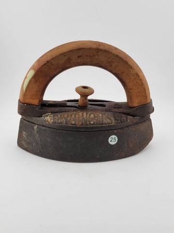 Rare Antique Mrs. Potts No. 1 Sad Iron with Removable Wood Handle. Complete.