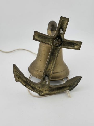 Vintage Solid Brass Ship Bell Wall Mount Anchor.  Front Doorbell. Kitchen Bell.