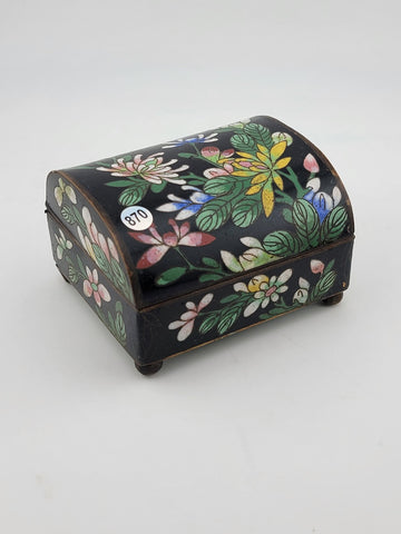 Rare Antique Chinese Cloisonne Enamel Inlaid Small Trinket, Jewelry Box.