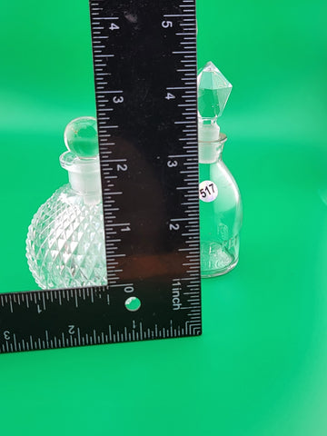 Antique Set Of 2 Cut Glass Perfume Bottle W Stoppers. 1 Czechoslovakia & 1 Jug.
