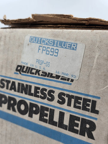 New Old Stock Quicksilver FP699 Stainless Steel Propeller Sealed Box USA 1993