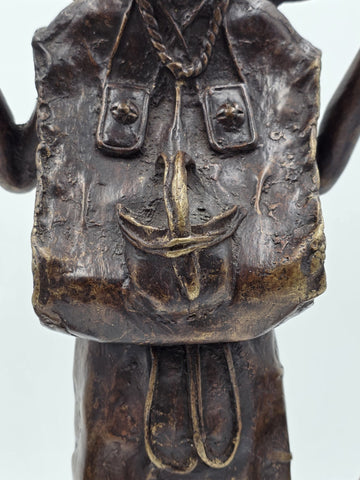 Original Antique C 1940 Burkina Faso Large Heavy Bronze Water Carrier W Africa