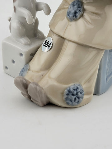 LLADRO Clown w/ Puppy Dog Pierrot Concertina Retired Jose Puche #5279 Vintage