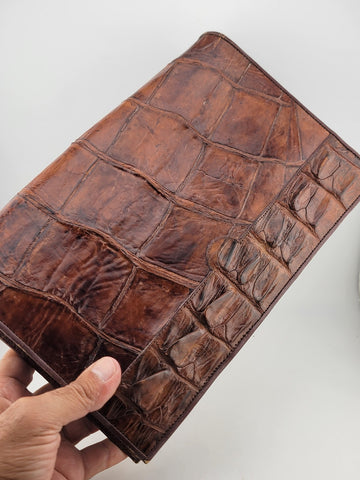 Antique Fabulous Caramel 1940's-50's Genuine Hornback Alligator Purse.