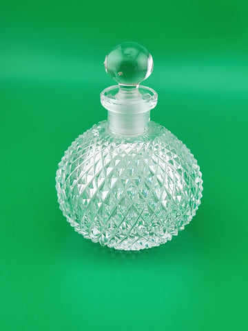 Antique Set Of 2 Cut Glass Perfume Bottle W Stoppers. Made In Czechoslovakia