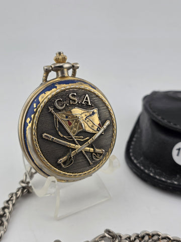 Vintage JEB Stewart Pocket Watch Franklin Mint Civil War Library & Museum. Works