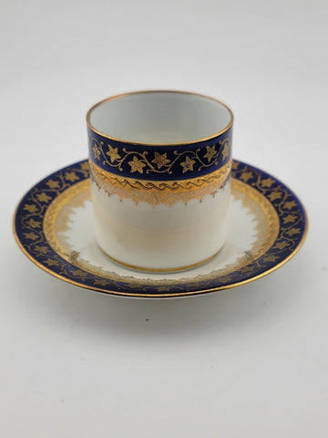 A J Co Czech Cobalt, Blue & Gold Demitasse  Hand Painted. Gold Plated. VG Cond.