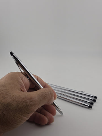 SET Of 5 GORGEOUS HIGH QUALITY SLIM CROSS POLISHED SILVER PENS AND PENCILS. READ