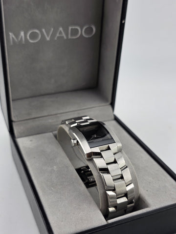 Movado 84.C1.415.A Swiss Quartz Stainless Steel Rectangular Museum Watch. 22mm.