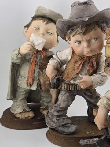 Lot Of 4 Giuseppe Armani Capodimonte Porcelain Medium Size Boy Figurines, Italy.