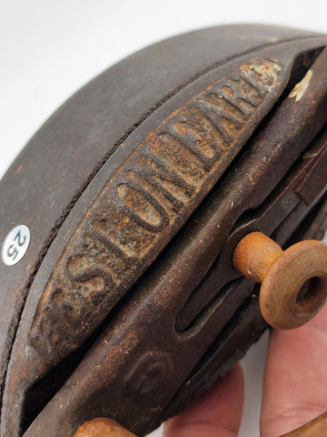 Rare Antique Mrs. Potts No. 1 Sad Iron with Removable Wood Handle. Complete.