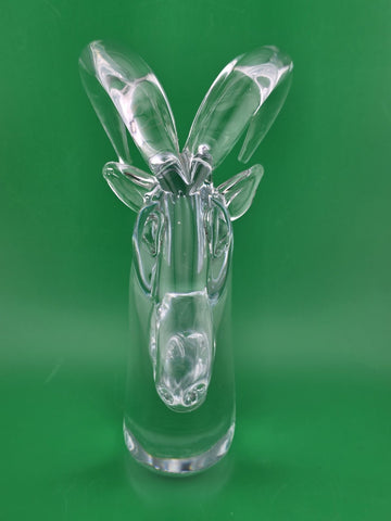 Vintage Mid Century Art Glass Mountain Goat Ram Head Horns Paperweight Figurine