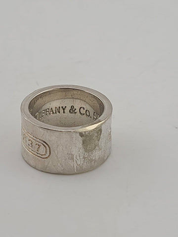 Vtg 1997 Tiffany & Co. 1837 Concave Wide Band Ring Sterling Silver 925  size 6.