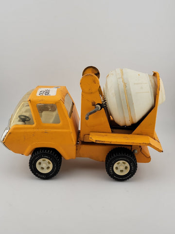 Vintage TONKA 1970's Cement Mixer Truck Construction Metal Orange/Yellow 8"L