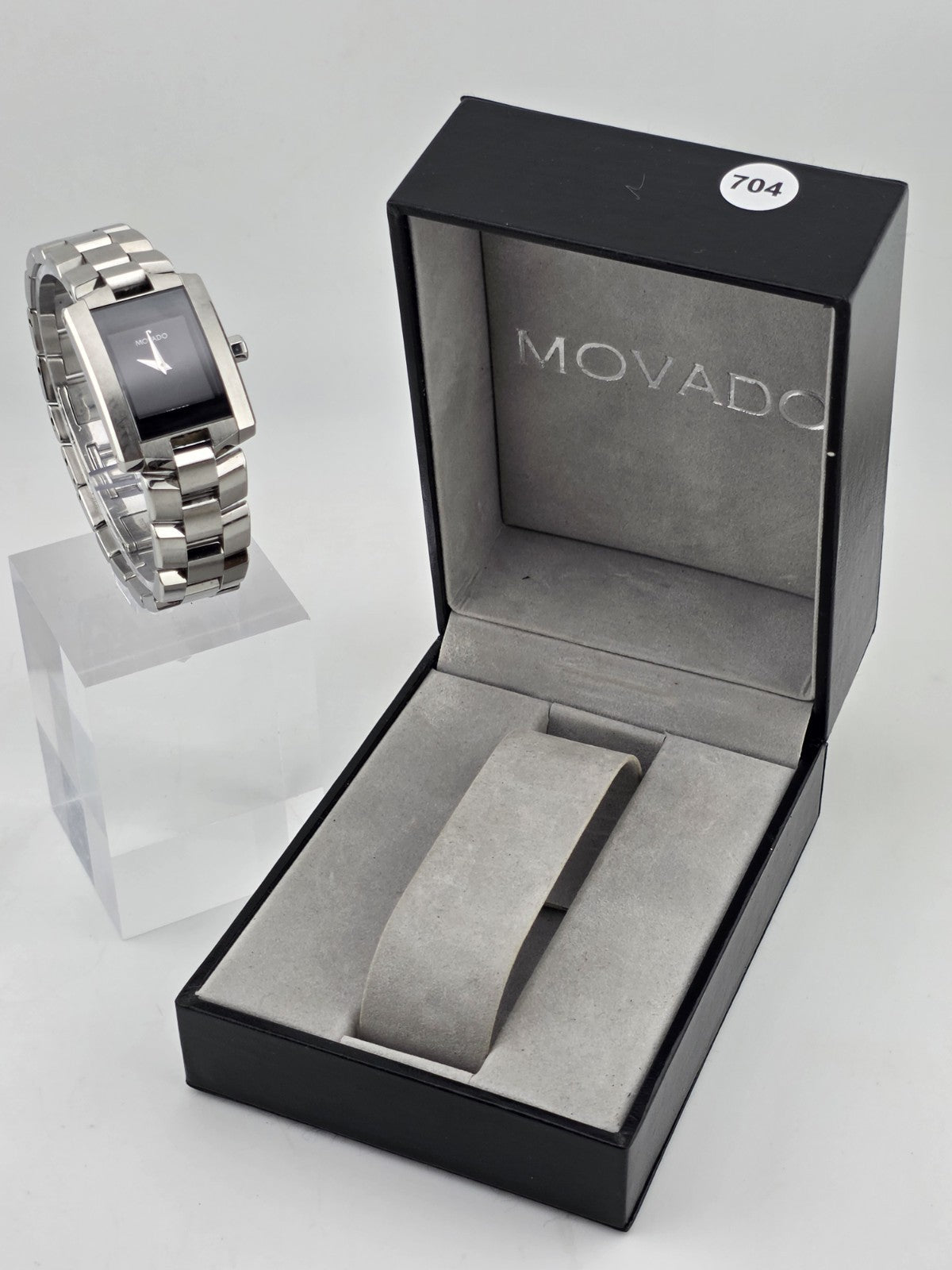 Movado 84.C1.415.A Swiss Quartz Stainless Steel Rectangular Museum Watch. 22mm.