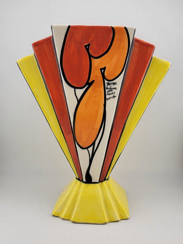 Rare Crown Devon Dorothy Ann Treetops Vintage Vase England Handpainted & Signed.