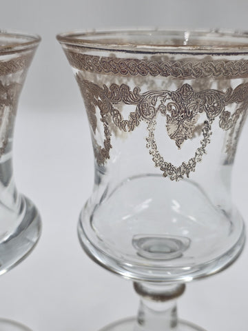 Set Of 8 Neiman Marcus Arte Italica Medici 24K Gold Glasses Goblets. 6.8 In Tall