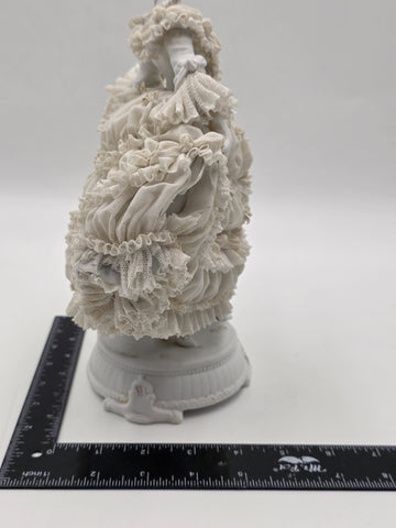 Large Jacqueline Porcelain Lace Figurine Victorian Lady Dresden Style Lace Dress