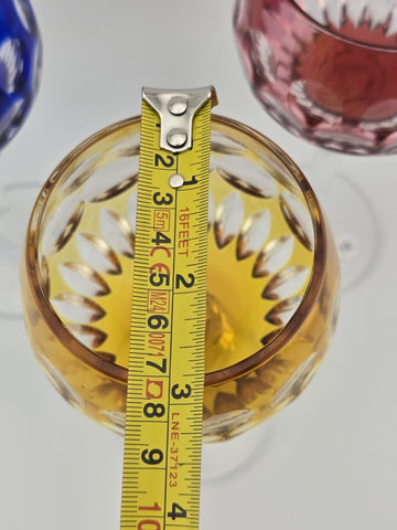 Rare Set Of 3 Vintage Barthmann Leaded Crystal Wine Cut-to-Clear Glasses.