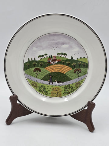 Villeroy & Boch  Naif Laplau 4 Salad Plates Christmas Village Noah Ark. 8 Inch