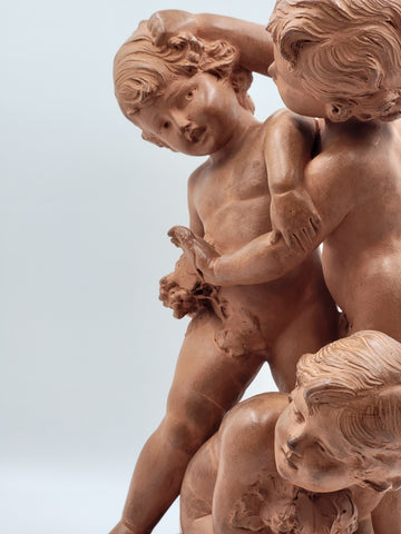 French Terracotta Group of Cherubs After Clodion Bacchanal (1738–1814). 19 Inch.