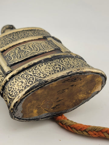 RARE ANTIQUE ORNATE MOROCCAN TOUAREG ISLAMIC ENGRAVED BRASS GUN POWDER FLASK
