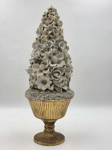 Vintage Large Italian Porcelain Floral Topiary Urn Capodimonte Style 17.5". Read