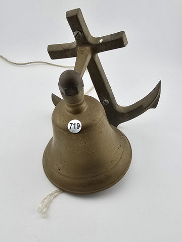 Vintage Solid Brass Ship Bell Wall Mount Anchor.  Front Doorbell. Kitchen Bell.