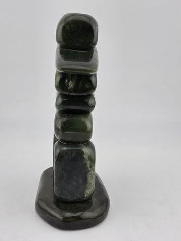 Vintage Mid Century Inuit Inuksuk Natural Nephrite Green Jade Man Sculpture.