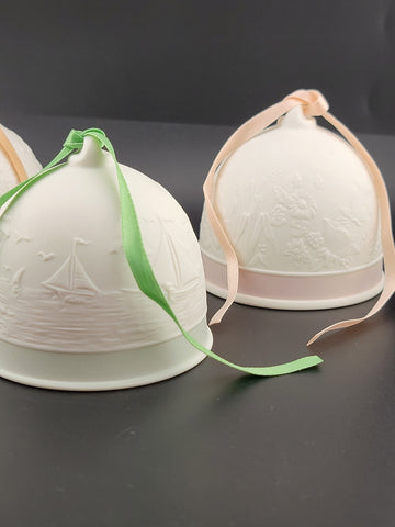 Set Of 3 Vintage Lladro Collector's Society Porcelain Bell: Summer #17614 1992